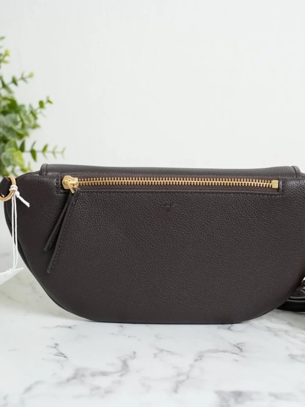 Tory Burch Thea Pebbled Leather Belt Bag Fanny Pack in Deep Brown 165917 NWT